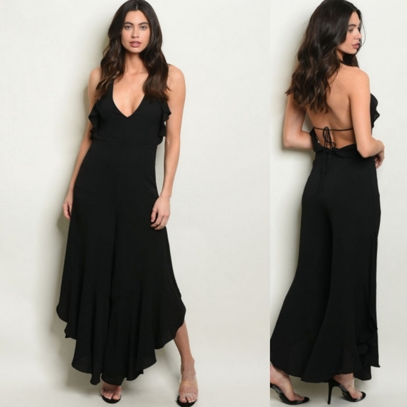 Pants - Selena Black Jumpsuit Bell Sleeve